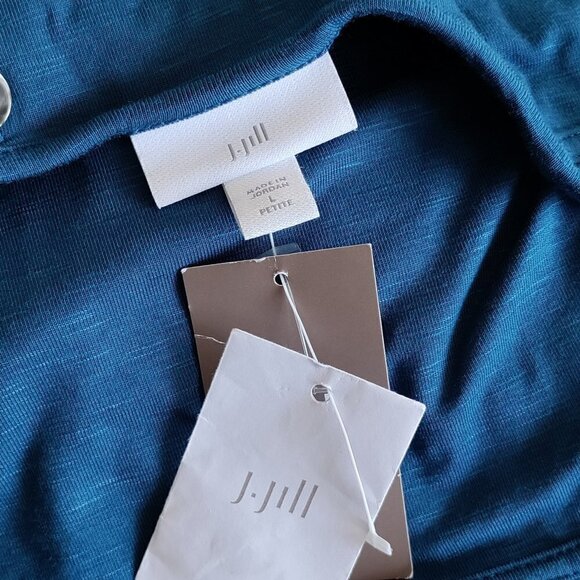 J.Jill LP Large Petite Midi Dress Blue Cut Out Back Buttons - Picture 5 of 5